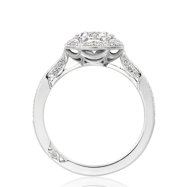 Tacori Crescent Chandelier 18 KWG Round Halo Engagement Ring