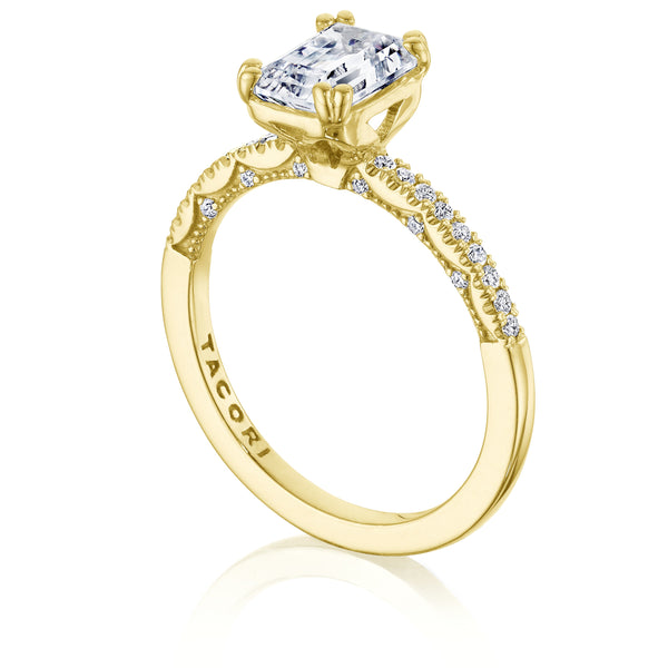 Tacori Coastal Crescent 14KYG Emerald Cut Diamond Engagement Ring