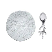Mariposa Sea Urchin Ceramic Canape Plate with Coral Spoon