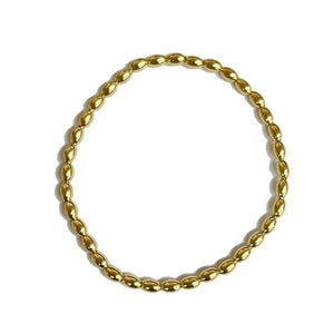 Southern Gates 7" 4mm Gold Plated Sterling Silver Rice Bead Elastic Bracelet