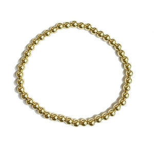 Southern Gates 7" 4mm Gold Plated Sterling Silver Round Bead Elastic Bracelet