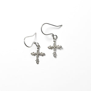 Southern Gates Sterling Silver Scrolling Vine Cross Earrings
