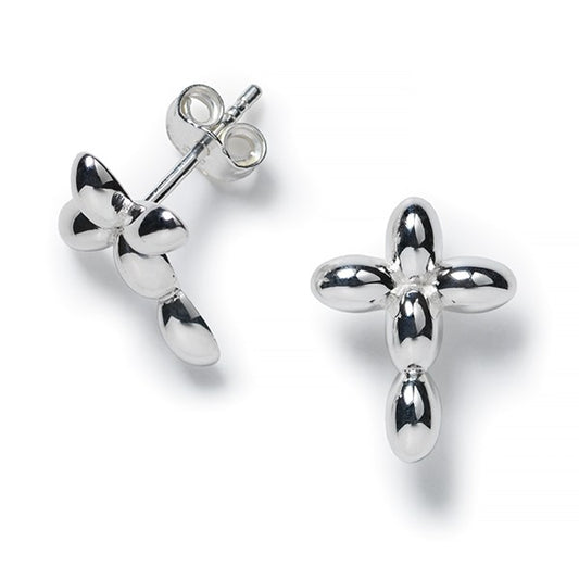 Southern Gates Sterling Silver Rice Bead Cross Earrings