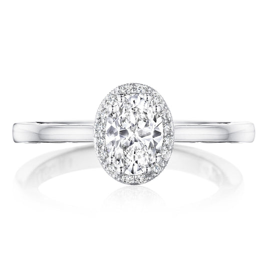 Tacori Coastal Crescent 14KWG Oval Halo Diamond Engagement Ring