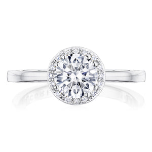 Tacori Coastal Crescent 14KWG Round Halo Diamond Engagement Ring