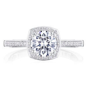 Tacori Coastal Crescent 14KWG Round Halo Diamond Engagement Ring