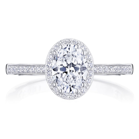 Tacori Coastal Crescent 14KWG Oval Halo Diamond Engagement Ring