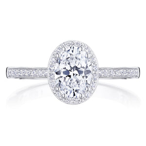 Tacori Coastal Crescent 14KWG Oval Halo Diamond Engagement Ring