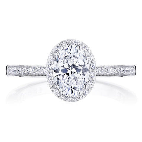 Tacori Coastal Crescent 14KWG Oval Halo Diamond Engagement Ring