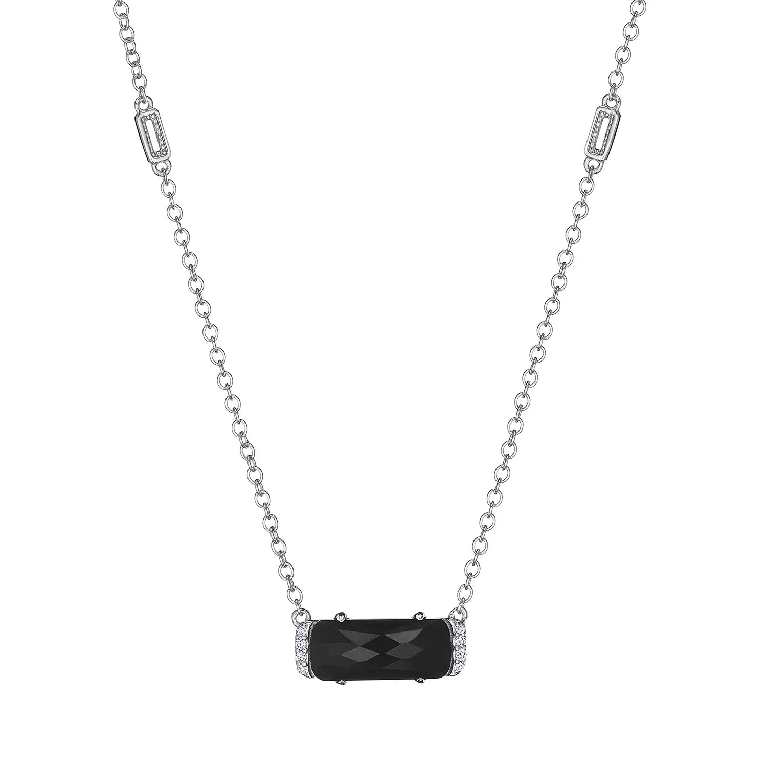 Tacori Solitaire Emerald Cut Gem Necklace with Black Onyx
